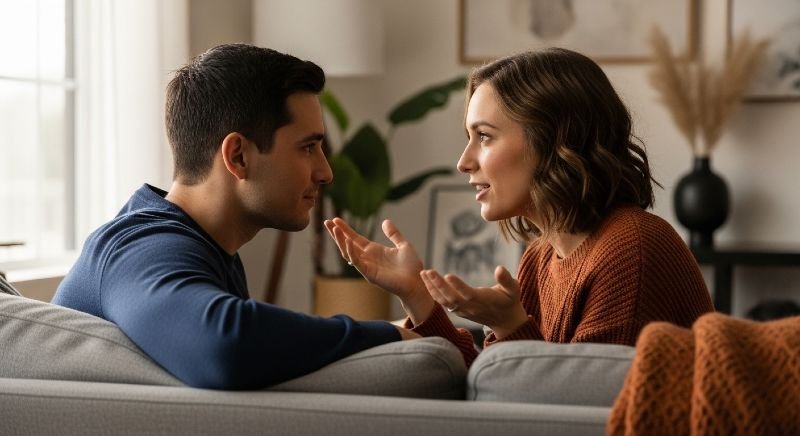 Couple having deep conversation showing attentive listening in relationship