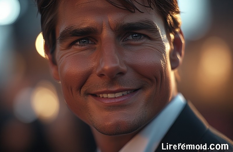 Close up of Tom Cruise's face showing the unique middle tooth alignment and midline shift.